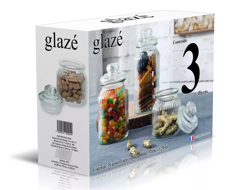 Contenedor De Vidrio Glazé Hermético, Modelo Mia - Amaru Comercializadora