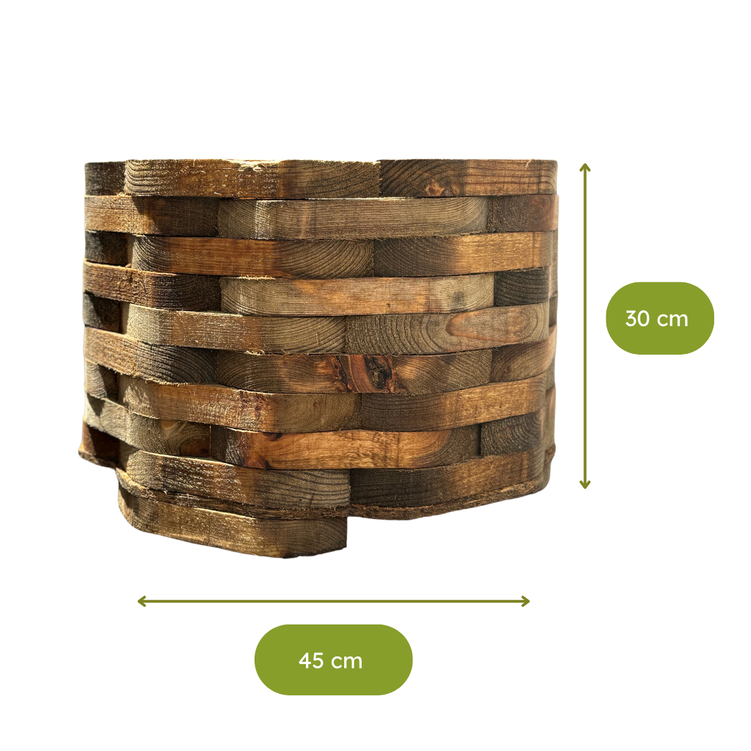 Maceta de Madera Estilo Piña Chica - Amaru Comercializadora