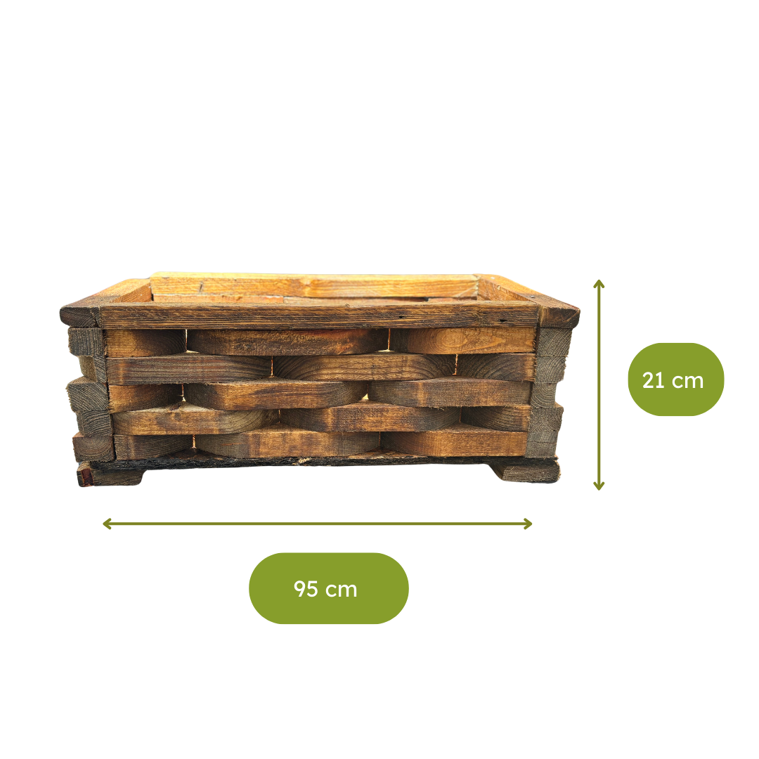 Maceta de Madera, Rectangular Piña Grande, 95cm - Amaru Comercializadora