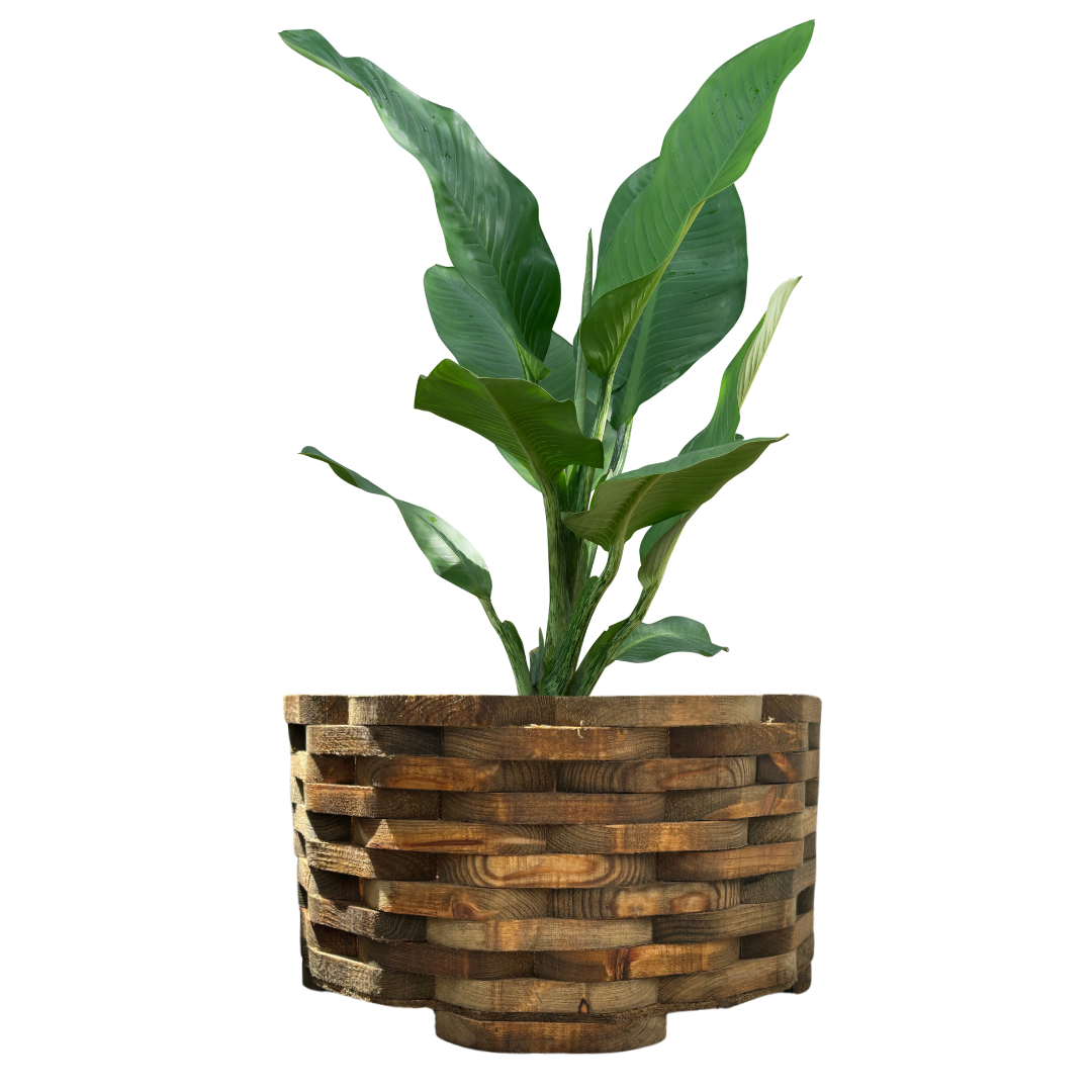 Maceta de Madera Estilo Piña Chica - Amaru Comercializadora