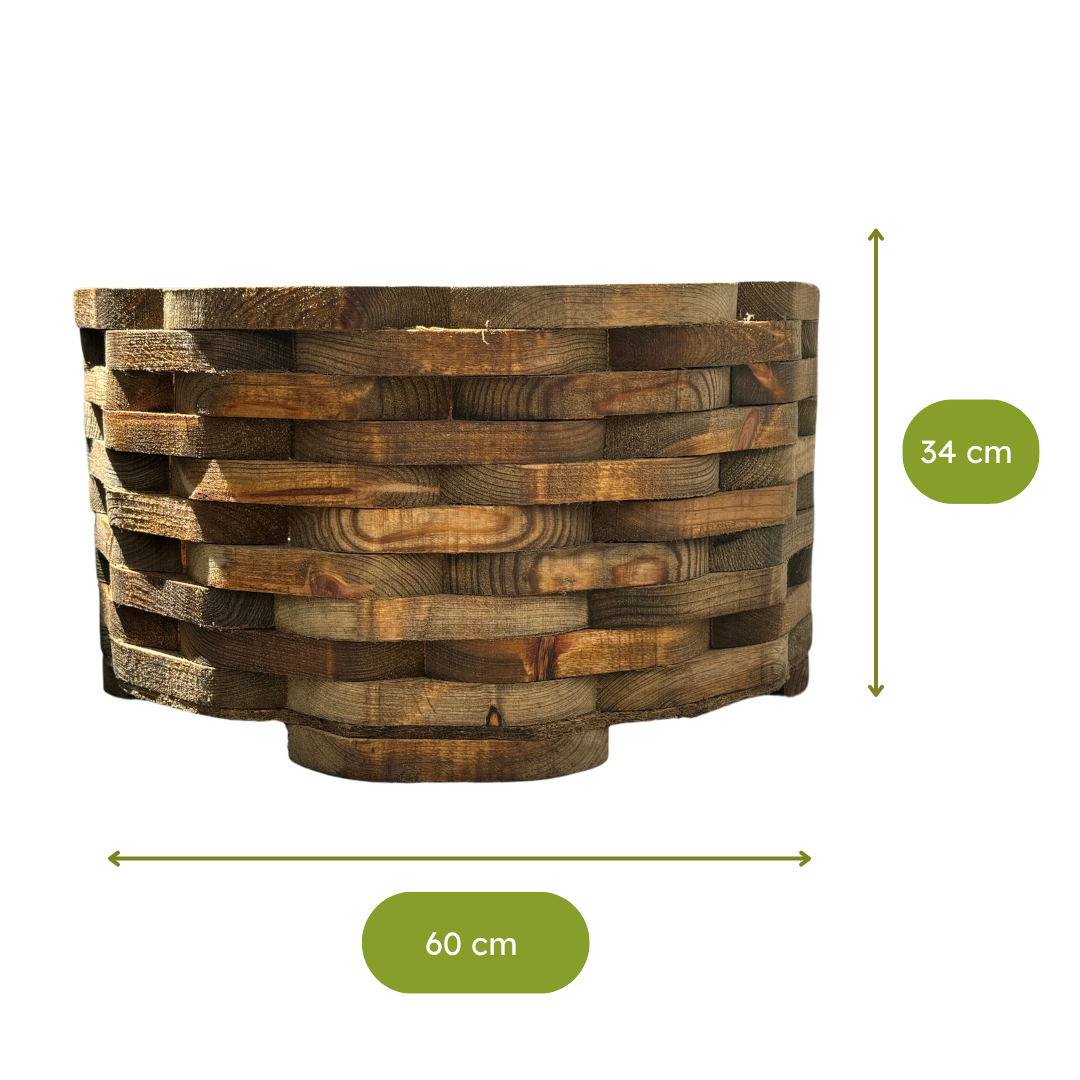 Maceta de Madera Estilo Piña Chica - Amaru Comercializadora